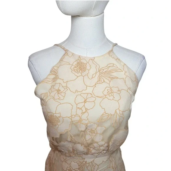 Fore Cream Floral Embroidered Maxi Sundress S Romantic Boho Resort Wedding Guest - Picture 5 of 10